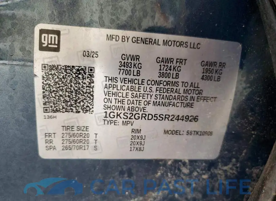 1GKS2GRD5SR244926# 13