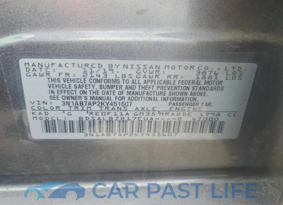 3N1AB7AP2KY451607# 12