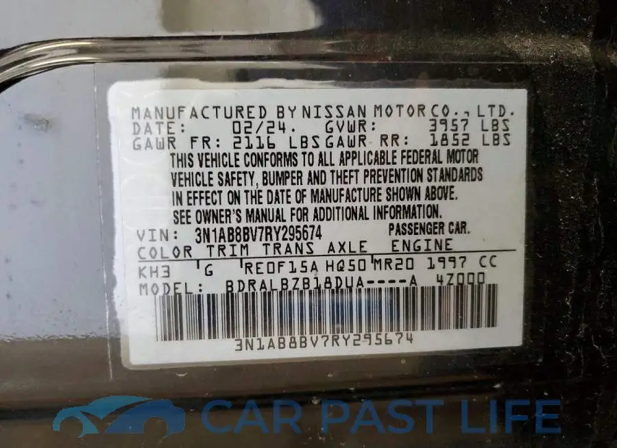 3N1AB8BV7RY295674# 12