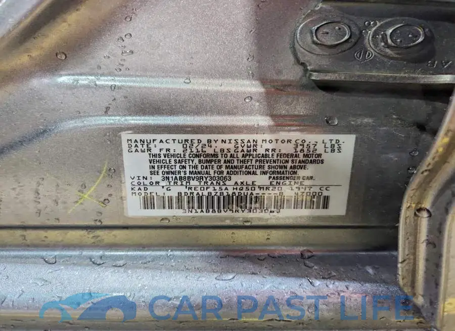 3N1AB8BV9RY303063# 12