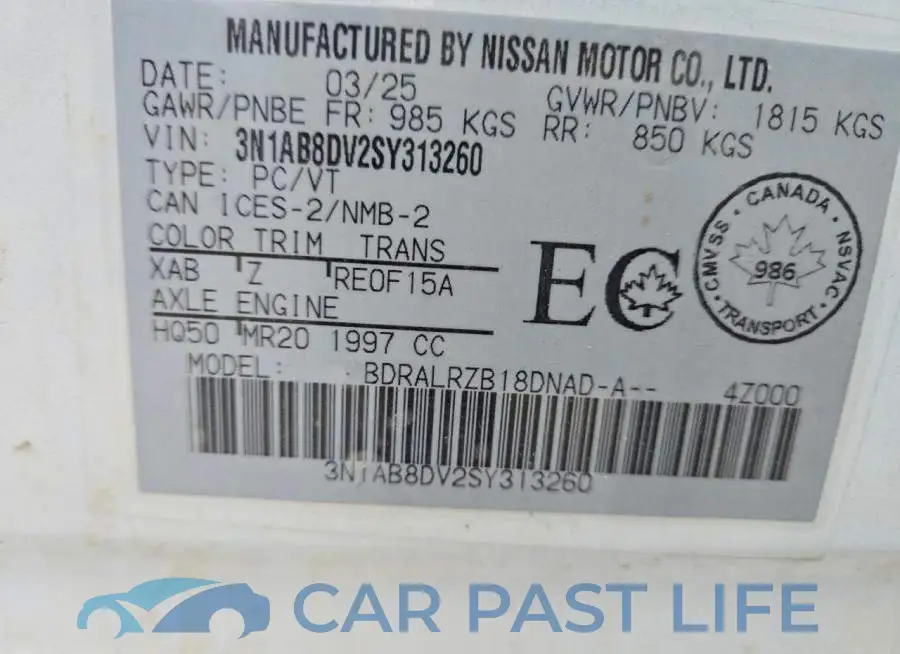 3N1AB8DV2SY313260# 12