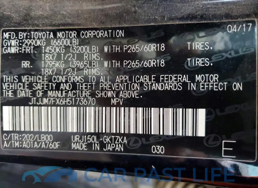 JTJJM7FX6H5173670# 14