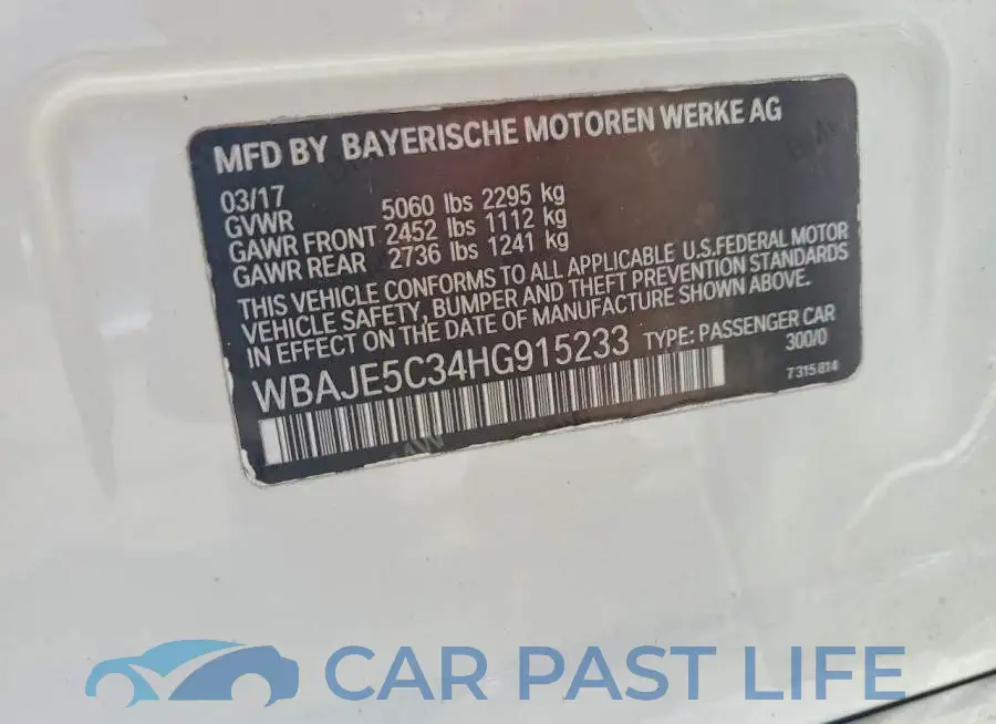 WBAJE5C34HG915233# 12