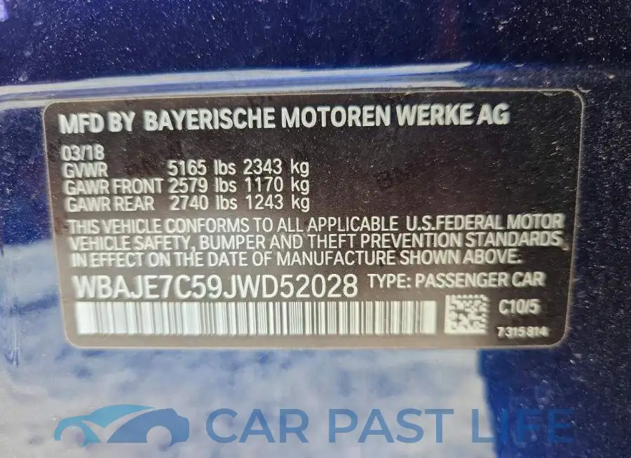 WBAJE7C59JWD52028# 12