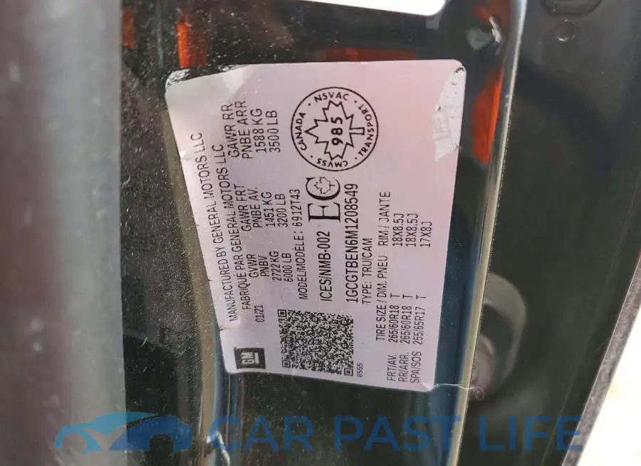 1GCGTBEN6M1208549# 12