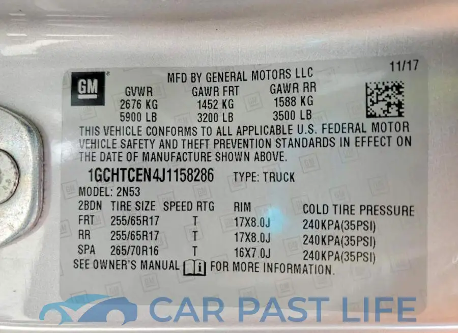 1GCHTCEN4J1158286# 13