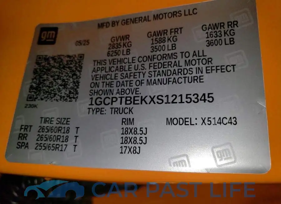 1GCPTBEKXS1215345# 12