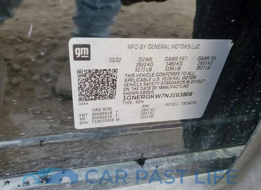 1GNERGKW7NJ163808# 12