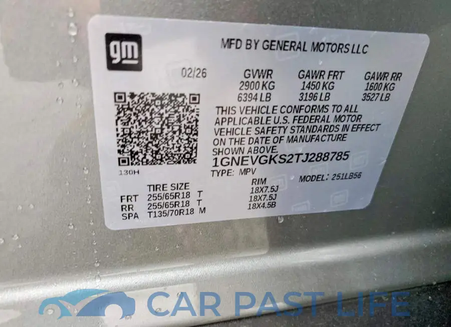 1GNEVGKS2TJ288785# 13