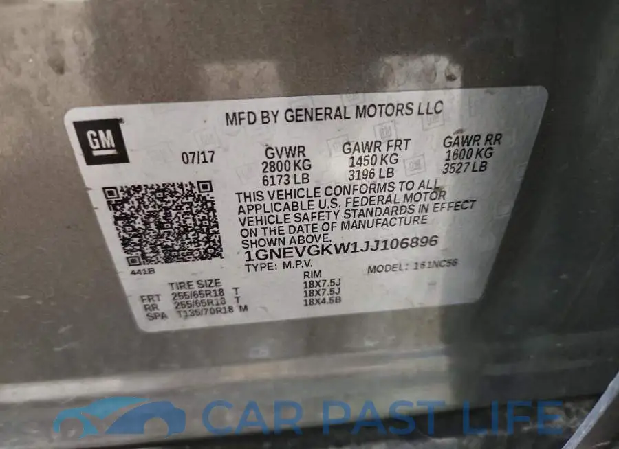 1GNEVGKW1JJ106896# 13