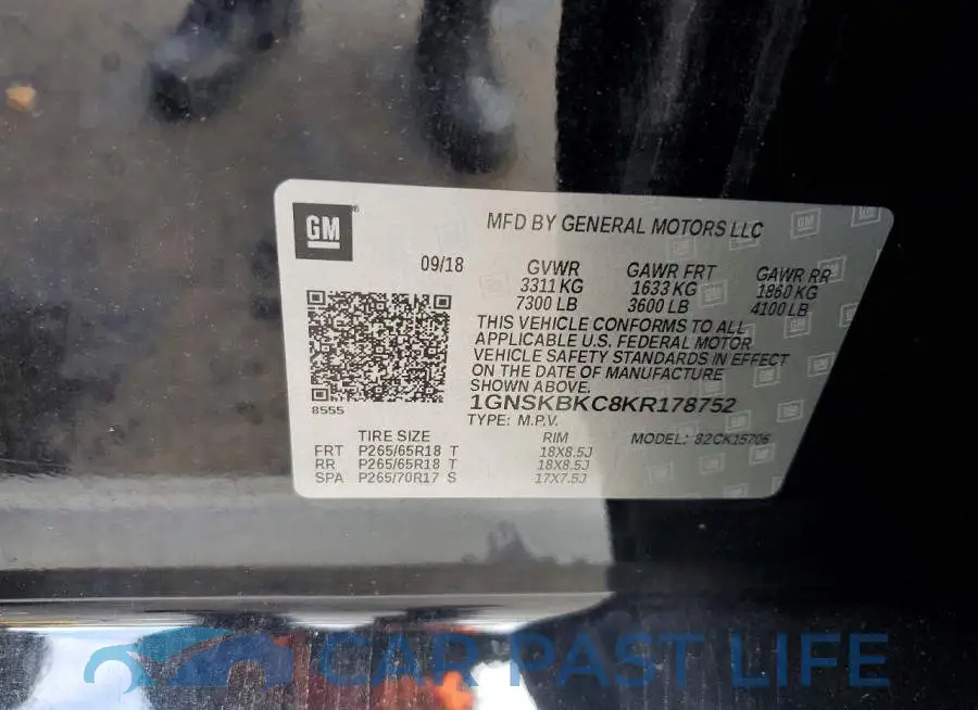 1GNSKBKC8KR178752# 13