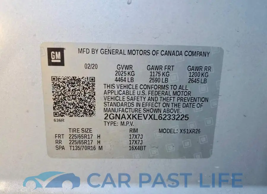 2GNAXKEVXL6233225# 12