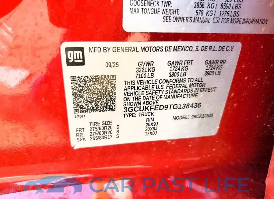 3GCUKFED9TG138436# 12