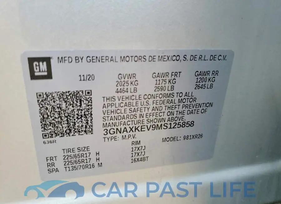 3GNAXKEV9MS125858# 13