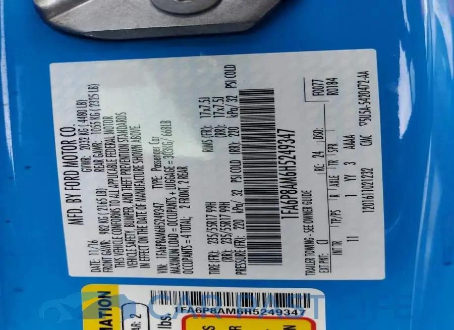 1FA6P8AM6H5249347# 12
