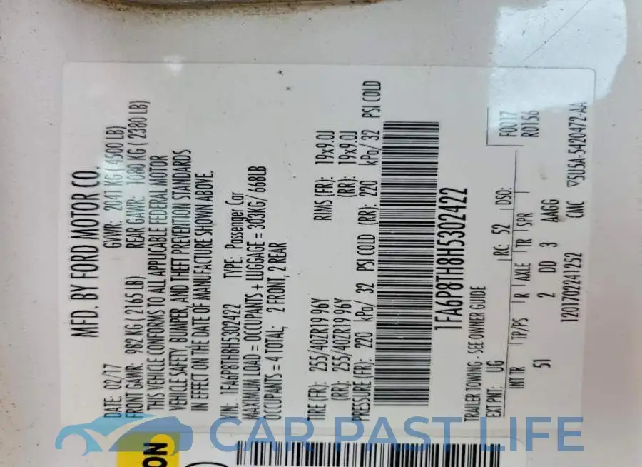 1FA6P8TH8H5302422# 12