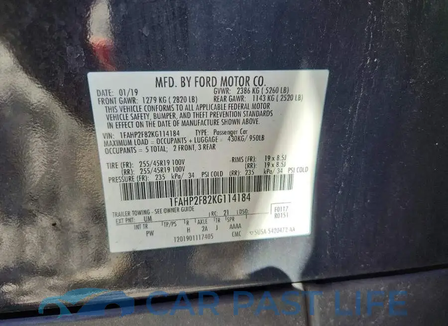 1FAHP2F82KG114184# 12