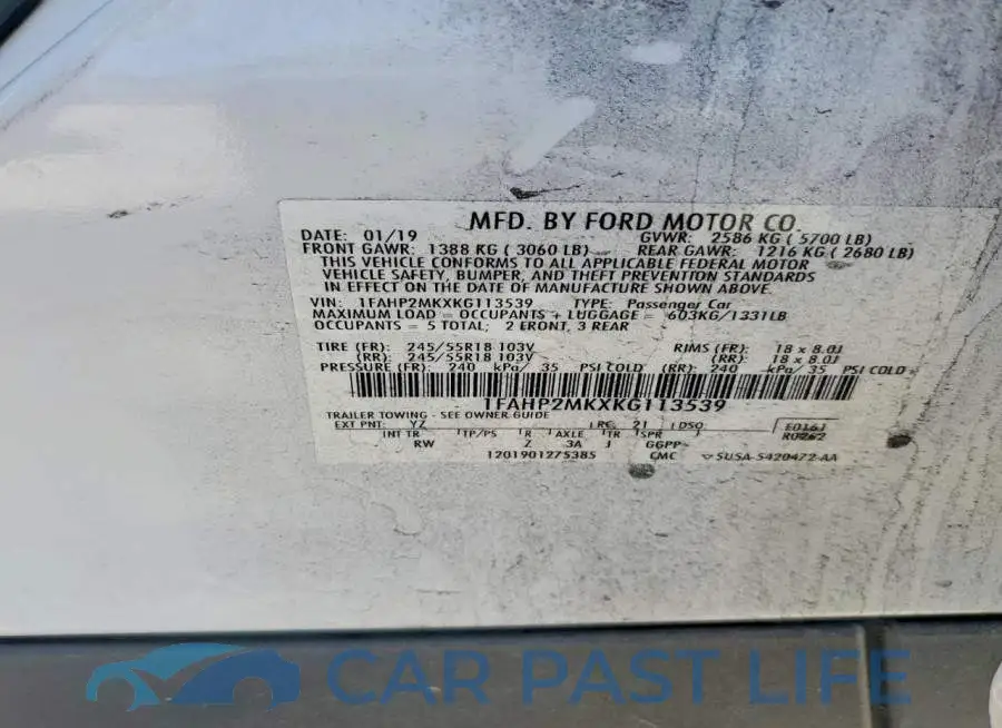 1FAHP2MKXKG113539# 12