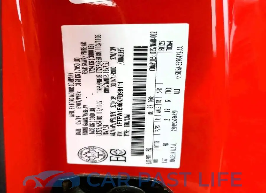 1FTFW1E46KFB98111# 12