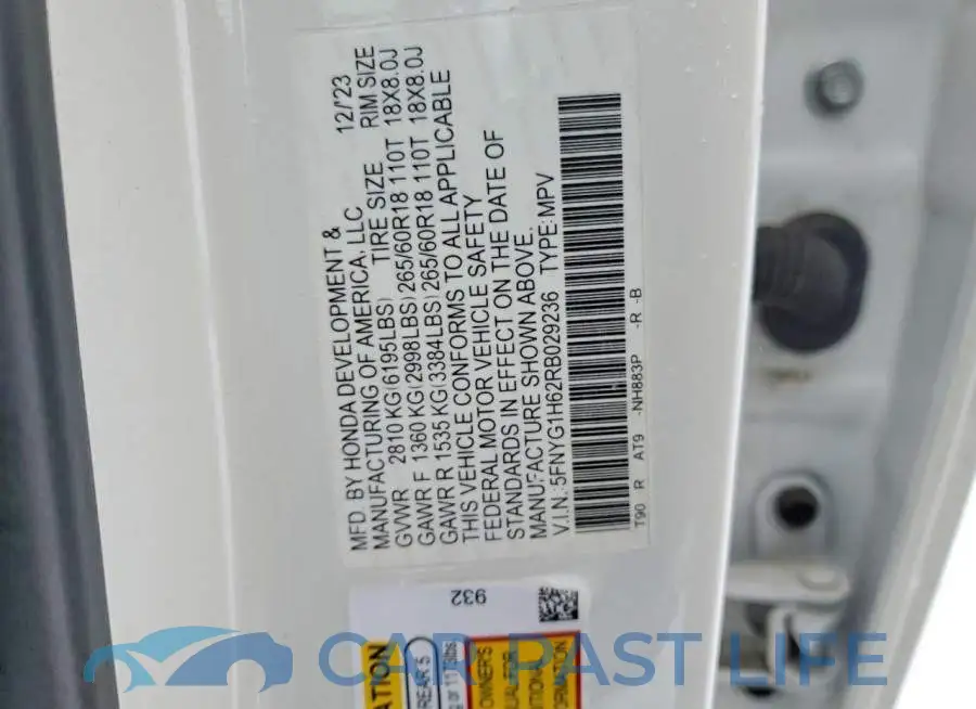5FNYG1H62RB029236# 13