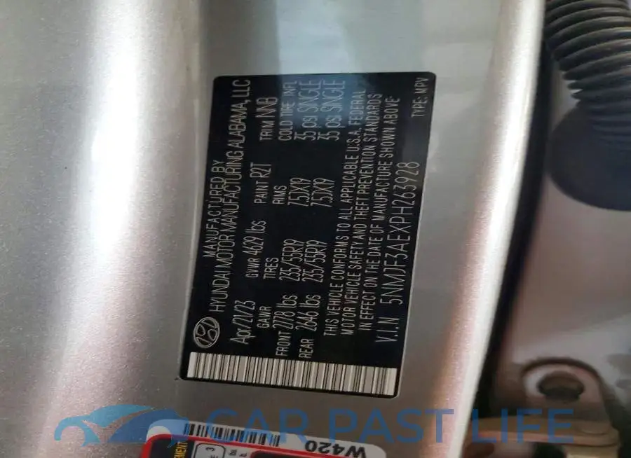 5NMJF3AEXPH263928# 13