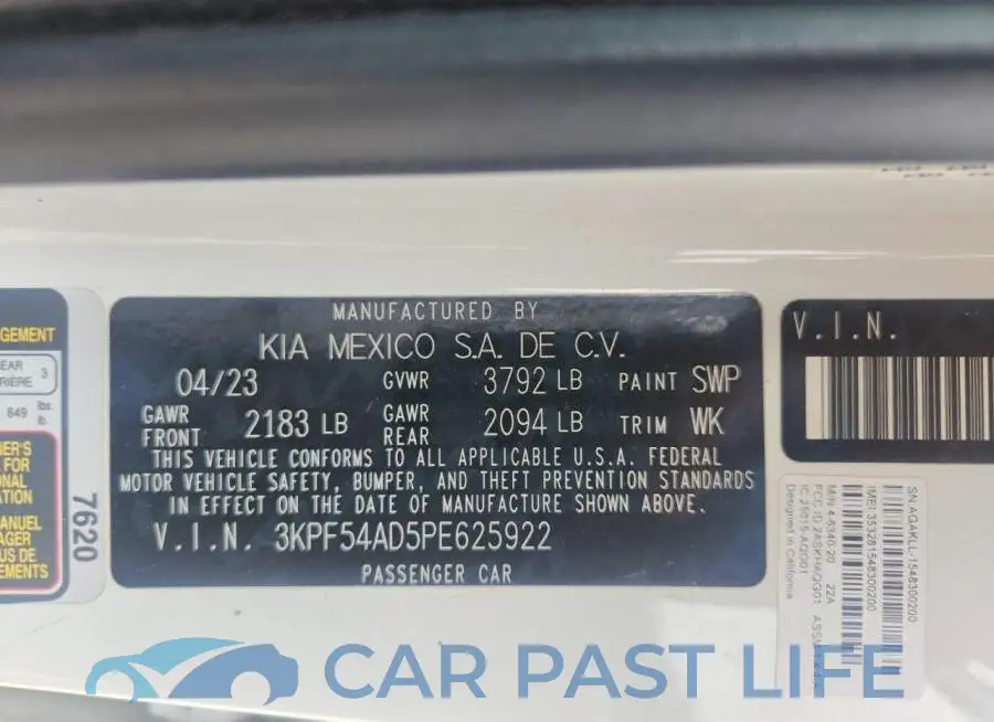 3KPF54AD5PE625922# 12