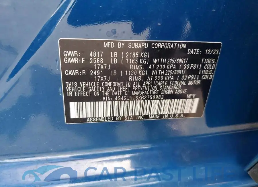 4S4GUHT6XR3750983# 12