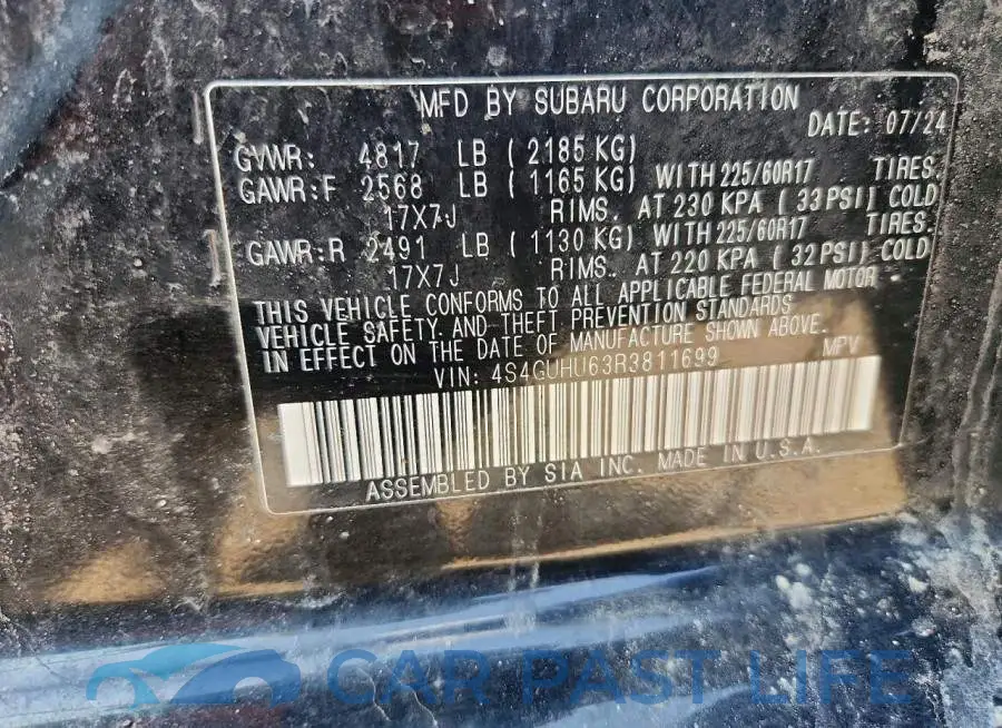 4S4GUHU63R3811699# 13