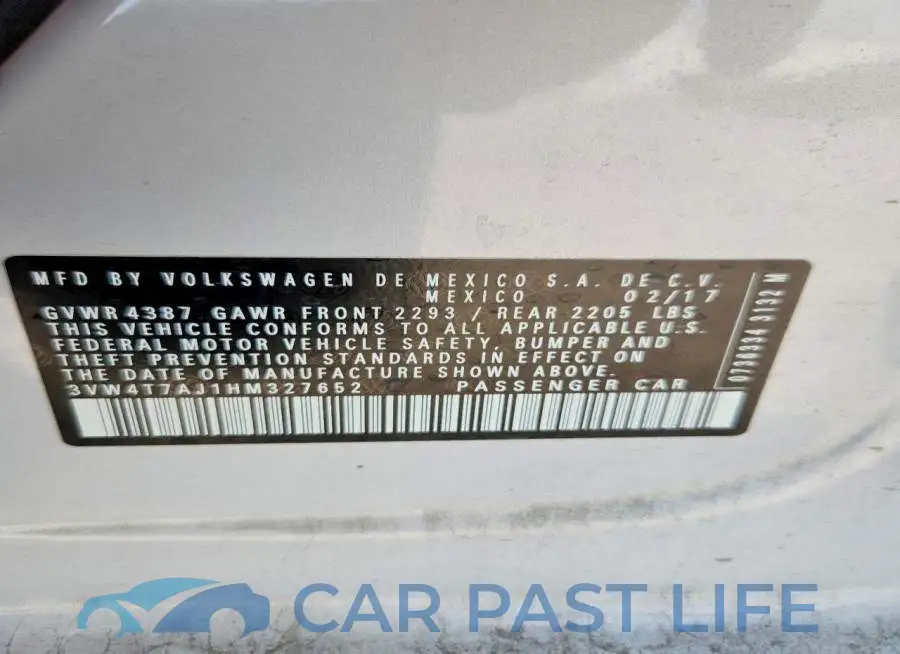 3VW4T7AJ1HM327652# 12