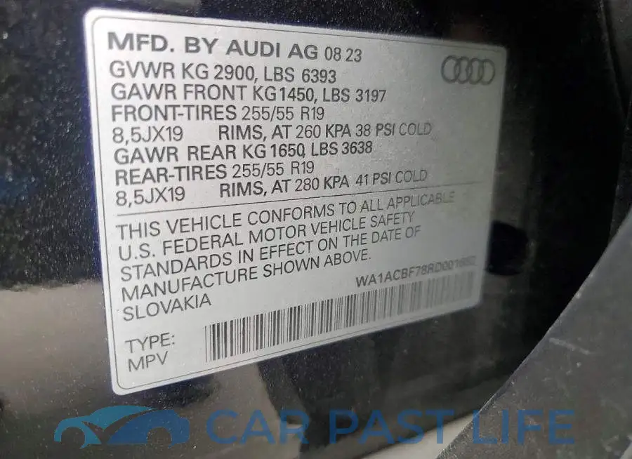 WA1ACBF78RD001652# 12