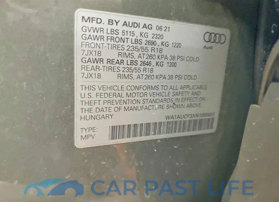 WA1AUCF3XN1000837# 13