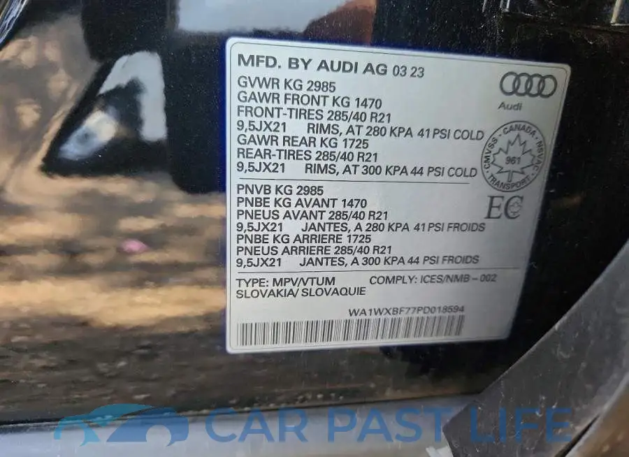 WA1WXBF77PD018594# 14