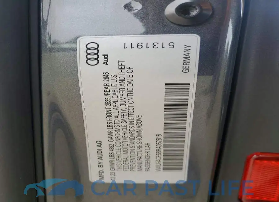 WAUFACF58RA052816# 12