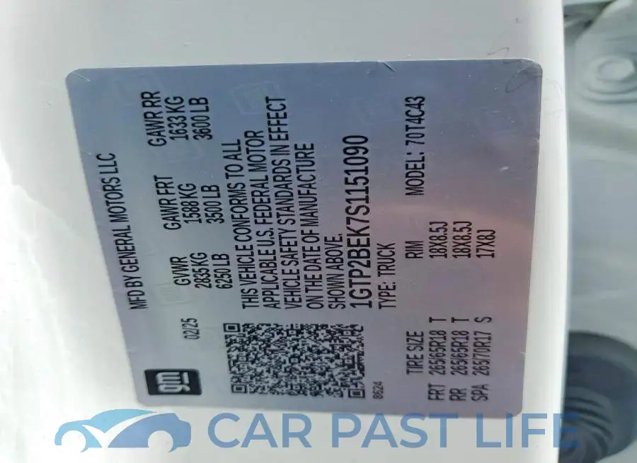 1GTP2BEK7S1151090# 12