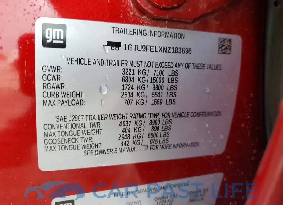 1GTU9FELXNZ183696# 13