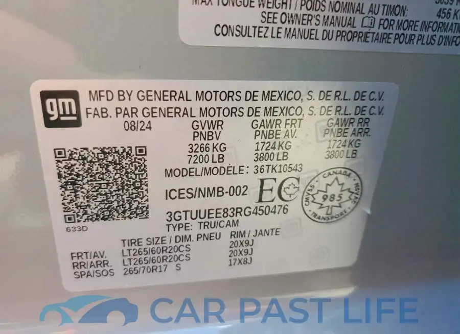 3GTUUEE83RG450476# 12