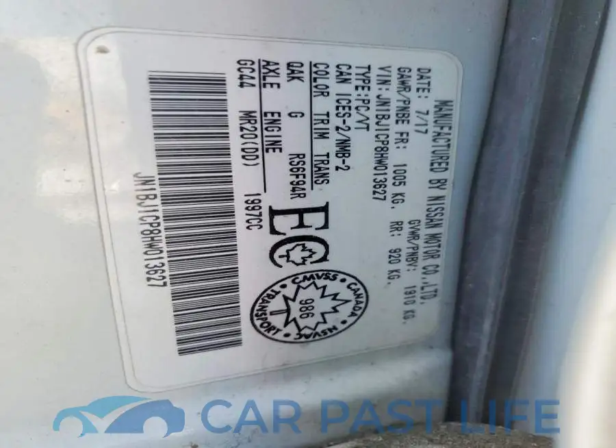 JN1BJ1CP8HW013627# 12