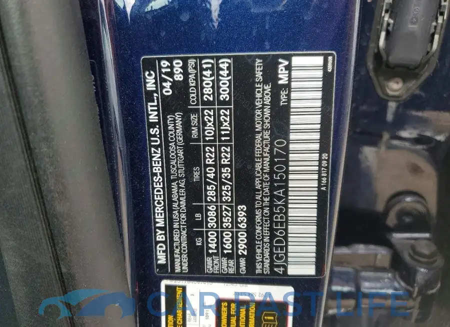 4JGED6EB5KA150170# 12
