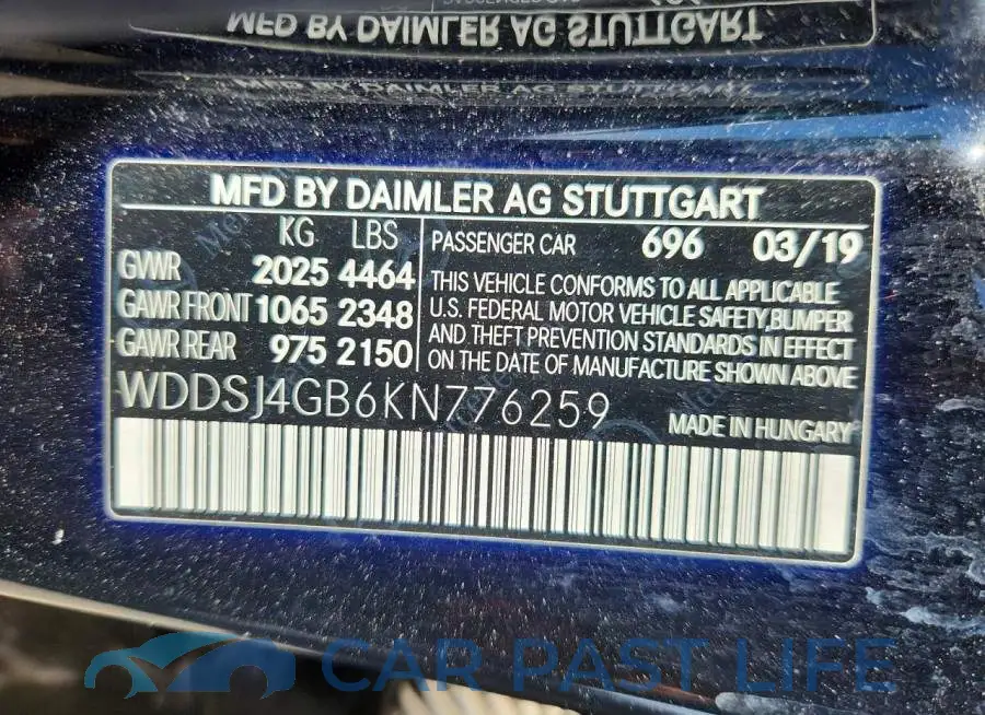 WDDSJ4GB6KN776259# 12