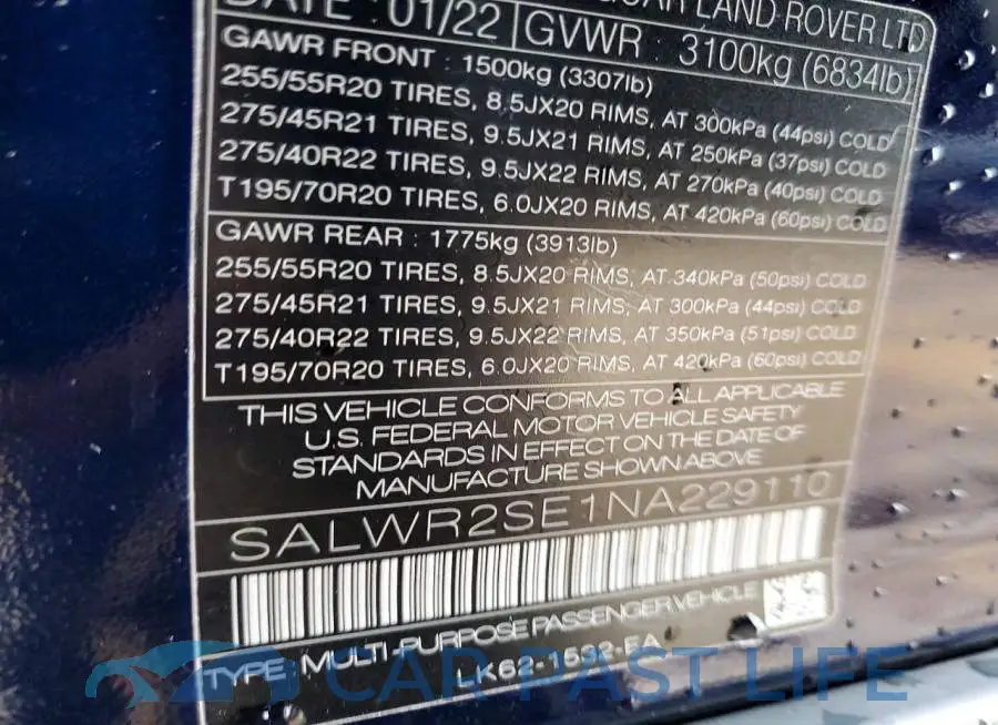 SALWR2SE1NA229110# 12