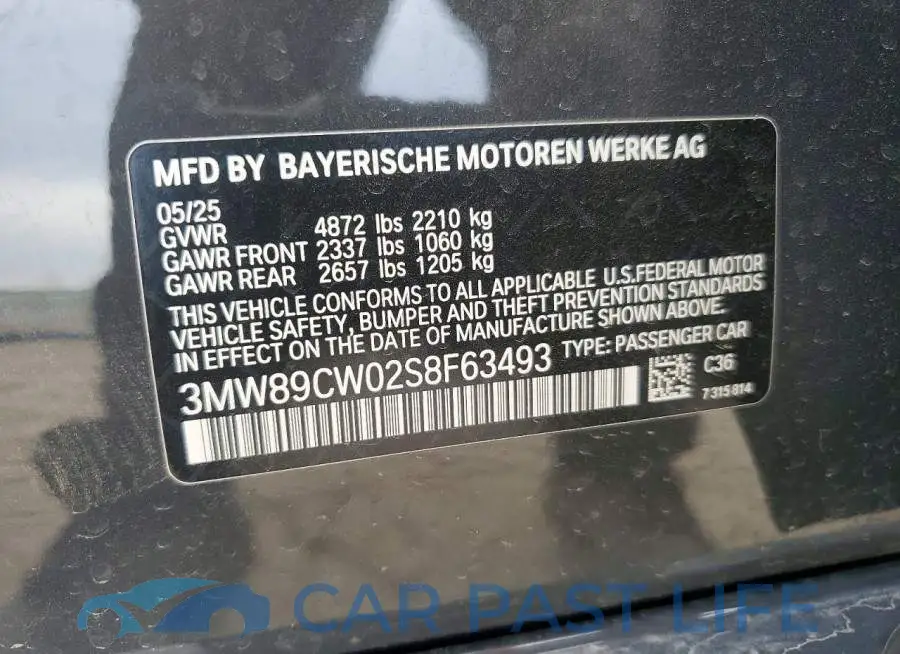 3MW89CW02S8F63493# 12
