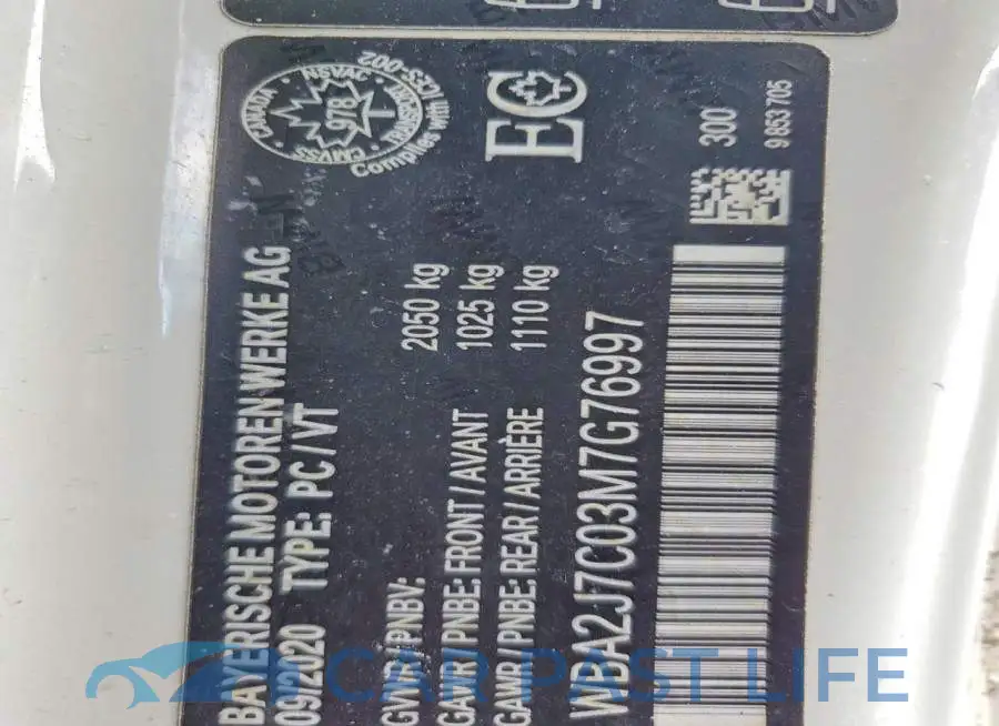 WBA2J7C03M7G76997# 13