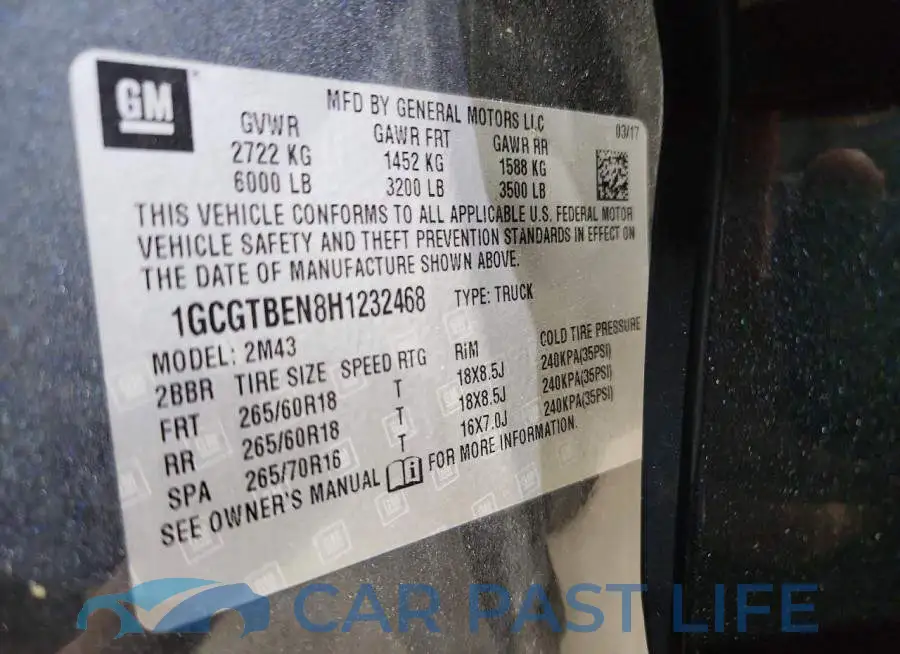 1GCGTBEN8H1232468# 13