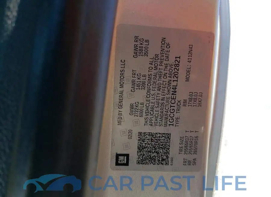 1GCGTCEN4L1202821# 12