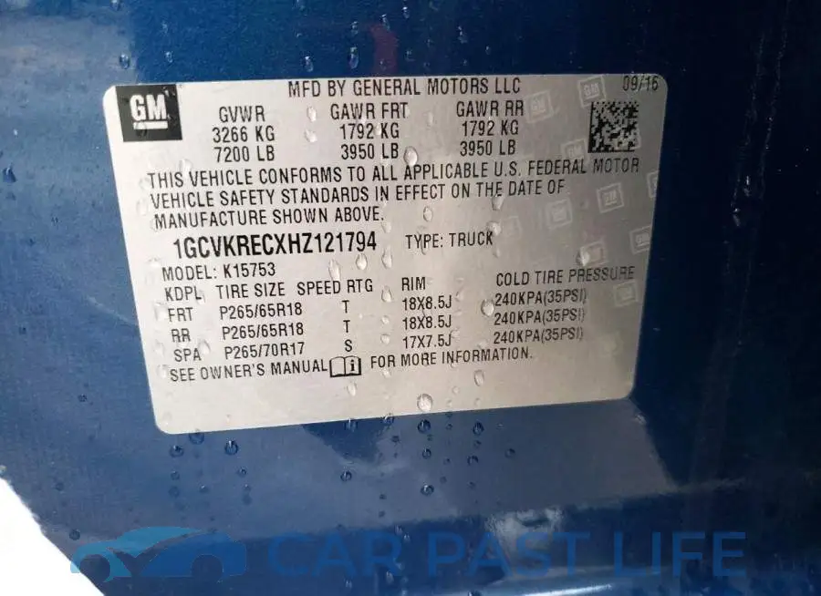 1GCVKRECXHZ121794# 13