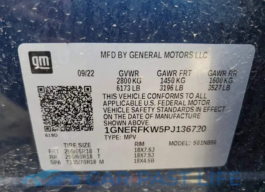 1GNERFKW5PJ136720# 12