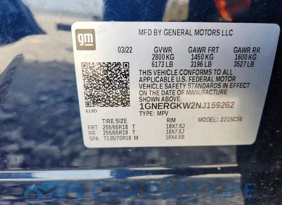 1GNERGKW2NJ159262# 13