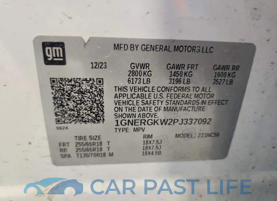 1GNERGKW2PJ337092# 14