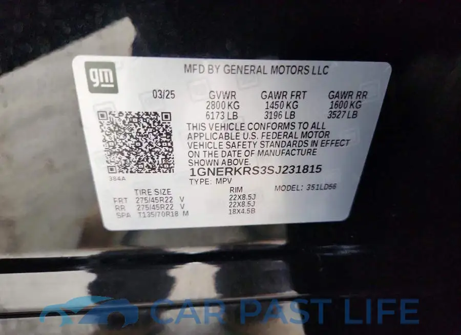 1GNERKRS3SJ231815# 13