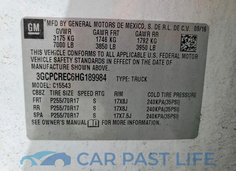 3GCPCREC6HG189984# 12